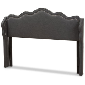 Baxton Studio Nadeen Modern and Contemporary Dark Grey Fabric Queen Size Winged Headboard