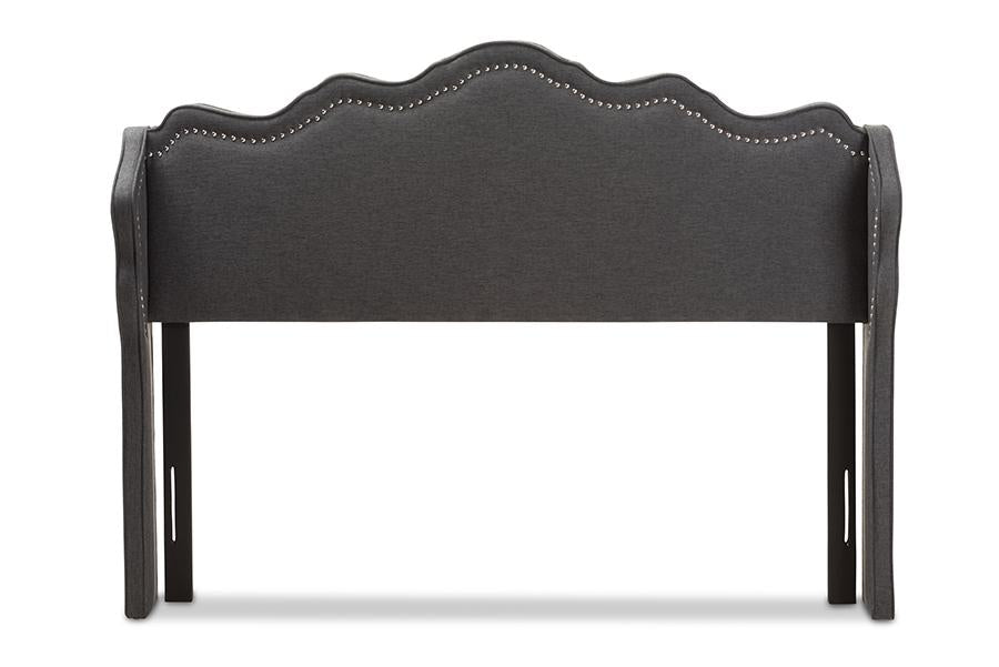 Baxton Studio Nadeen Modern and Contemporary Dark Grey Fabric Full Size Winged Headboard