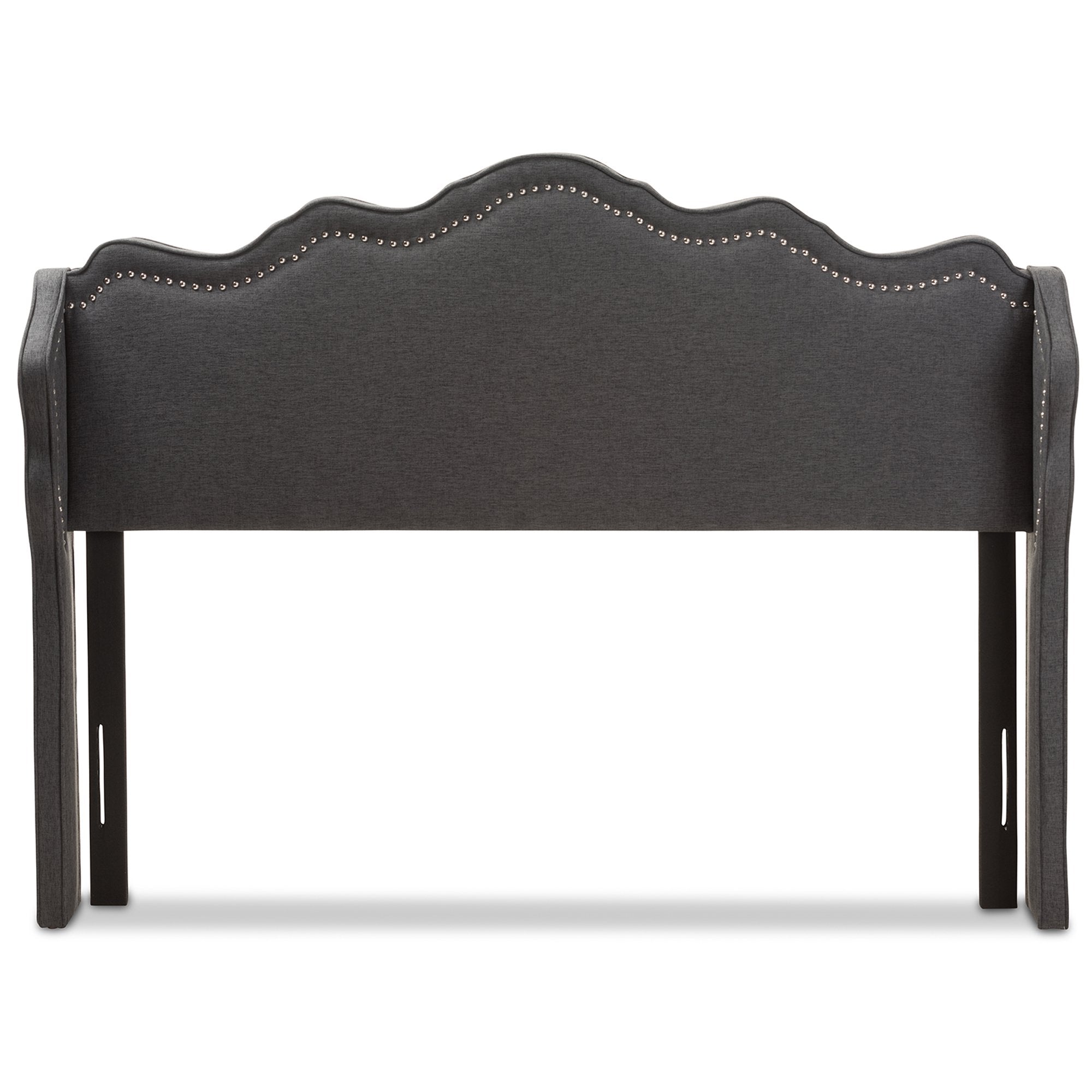 Baxton Studio Nadeen Modern and Contemporary Dark Grey Fabric Queen Size Winged Headboard