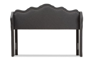 Baxton Studio Nadeen Modern and Contemporary Dark Grey Fabric King Size Winged Headboard