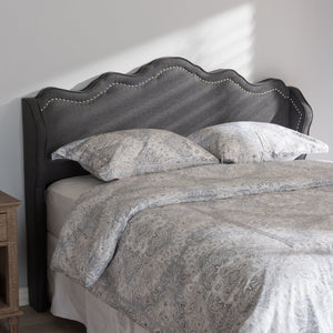 Baxton Studio Nadeen Modern and Contemporary Dark Grey Fabric Queen Size Winged Headboard