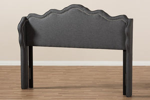 Baxton Studio Nadeen Modern and Contemporary Dark Grey Fabric Full Size Winged Headboard