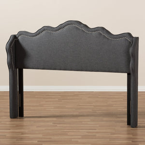 Baxton Studio Nadeen Modern and Contemporary Dark Grey Fabric King Size Winged Headboard