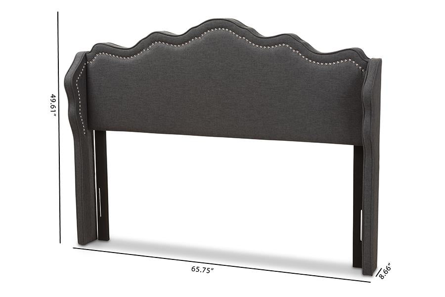 Baxton Studio Nadeen Modern and Contemporary Dark Grey Fabric Queen Size Winged Headboard