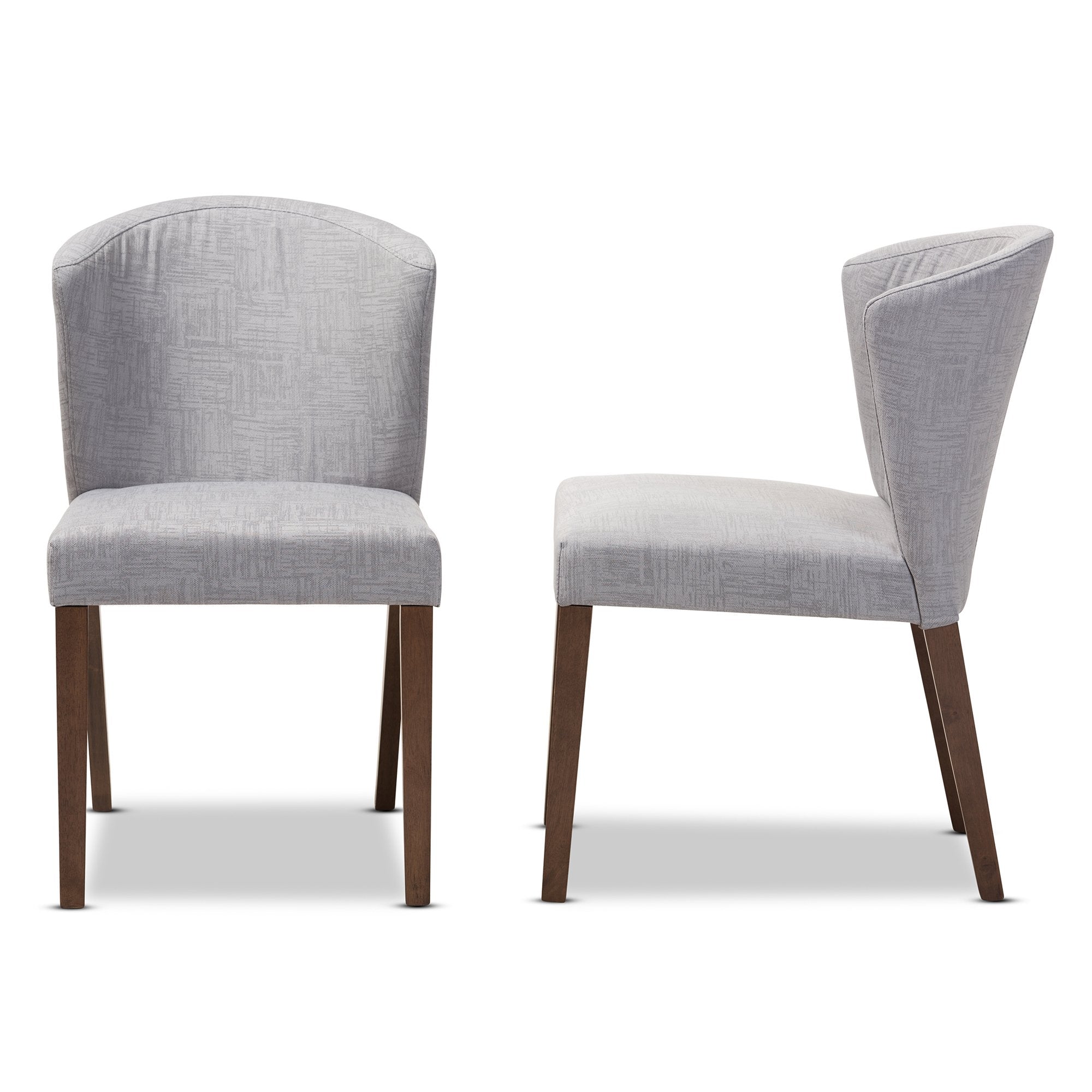 Baxton Studio Cassie Mid-Century Modern Walnut Wood Light Grey Fabric Dining Chair (Set of 2)