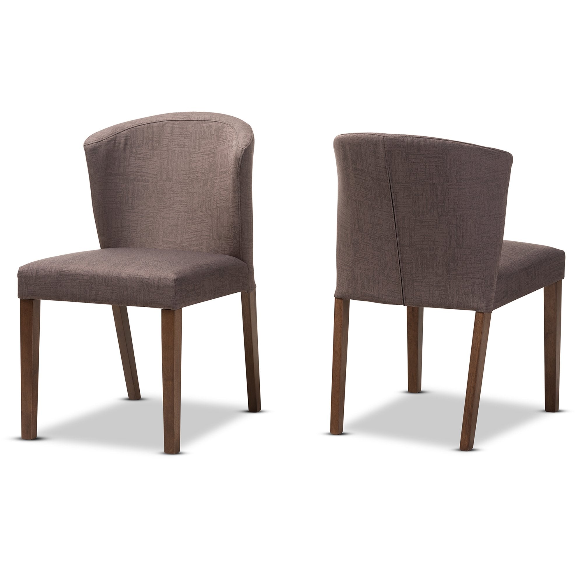 Baxton Studio Cassie Mid-Century Modern Walnut Wood Light Brown Fabric Dining Chair (Set of 2)