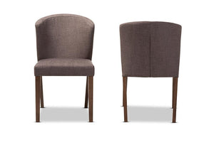 Baxton Studio Cassie Mid-Century Modern Walnut Wood Light Brown Fabric Dining Chair (Set of 2)