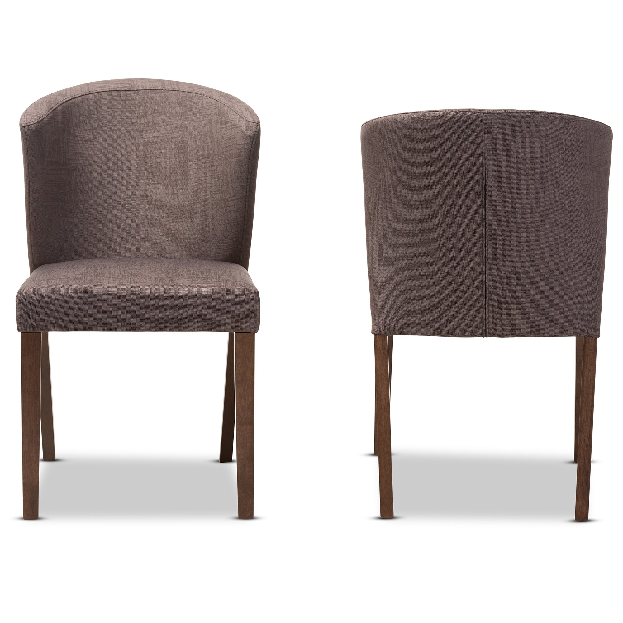 Baxton Studio Cassie Mid-Century Modern Walnut Wood Light Brown Fabric Dining Chair (Set of 2)