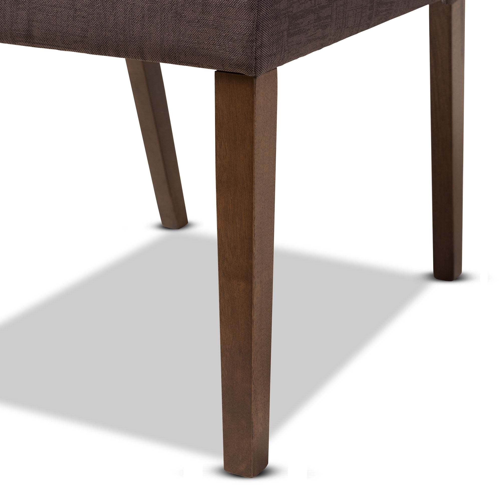 Baxton Studio Cassie Mid-Century Modern Walnut Wood Light Brown Fabric Dining Chair (Set of 2)