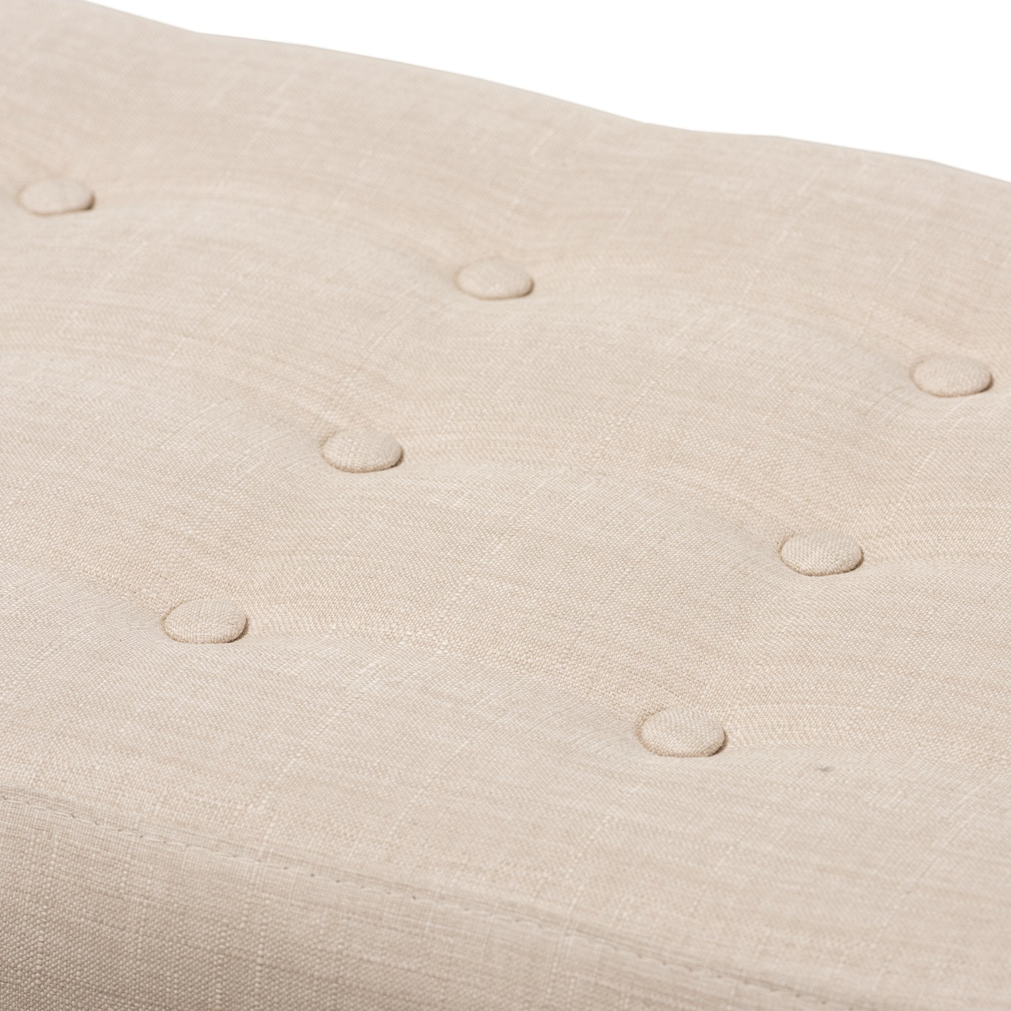 Baxton Studio Elia Mid-Century Modern Walnut Wood Light Beige Fabric Button-Tufted Bench