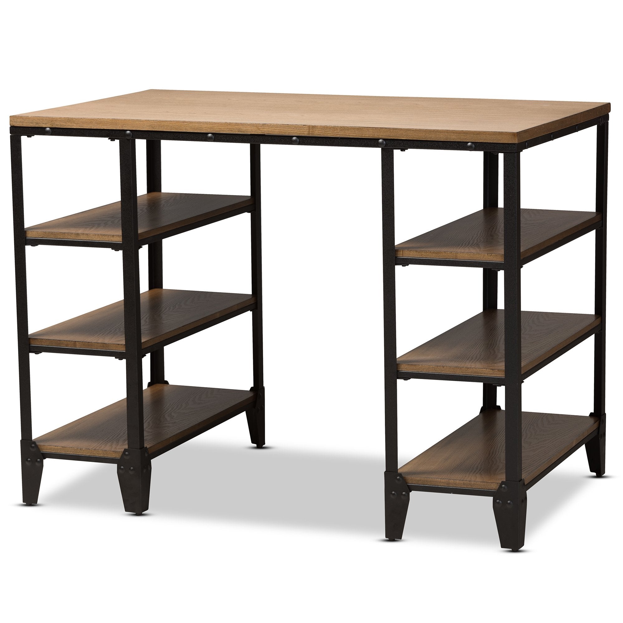 Baxton Studio Pepe Rustic Industrial Metal and Distressed Wood Storage Desk