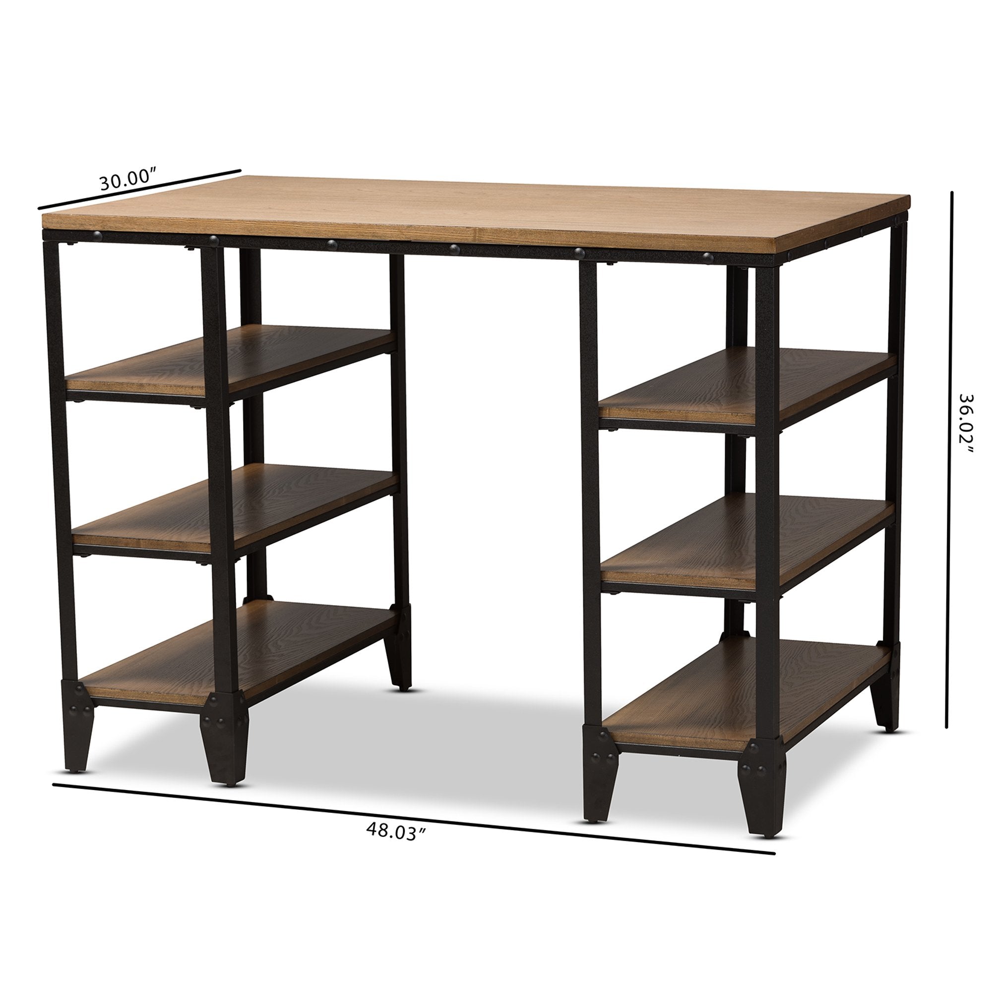 Baxton Studio Pepe Rustic Industrial Metal and Distressed Wood Storage Desk