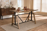 Baxton Studio Nico Rustic Industrial Metal and Distressed Wood Adjustable Height Work Table