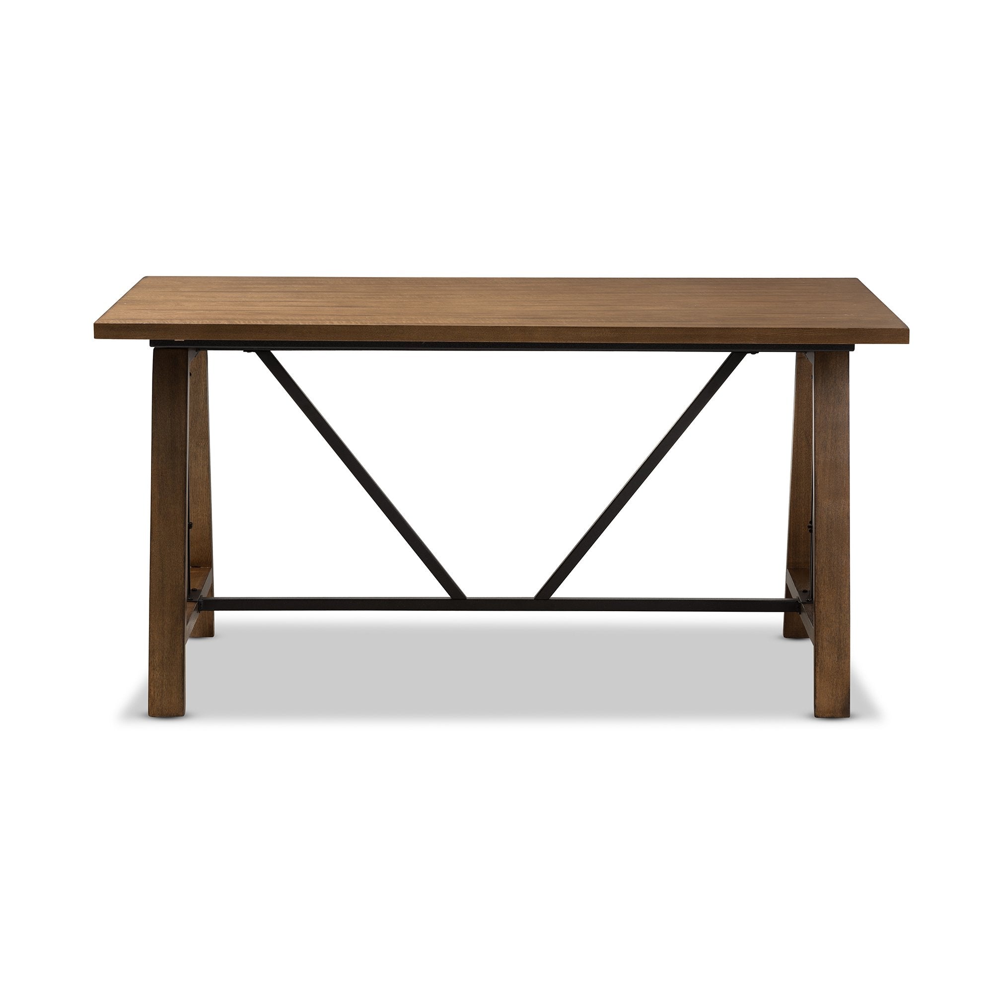 Baxton Studio Nico Rustic Industrial Metal and Distressed Wood Adjustable Height Work Table