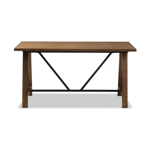 Baxton Studio Nico Rustic Industrial Metal and Distressed Wood Adjustable Height Work Table