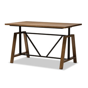 Baxton Studio Nico Rustic Industrial Metal and Distressed Wood Adjustable Height Work Table