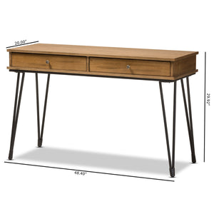 Baxton Studio Toma Rustic Industrial Metal and Distressed Wood 2-Drawer Storage Desk