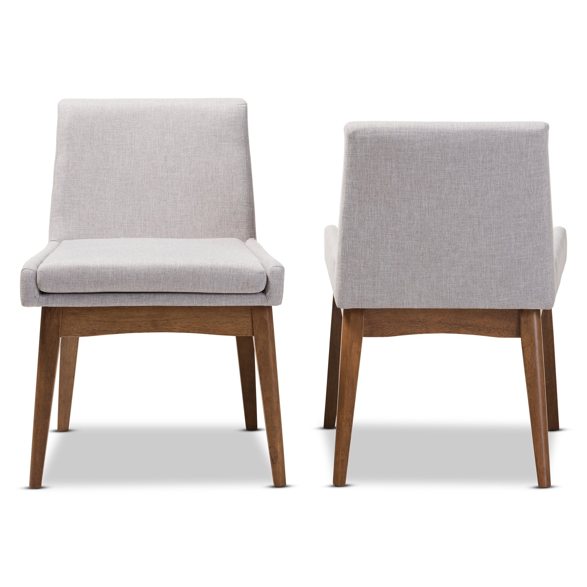 Baxton Studio Nexus Mid-Century Modern Walnut Wood Finishing Greyish Beige Fabric Dining Side Chair (Set of 2)