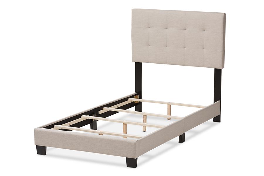 Baxton Studio Brookfield Modern and Contemporary Beige Fabric Twin Size Bed