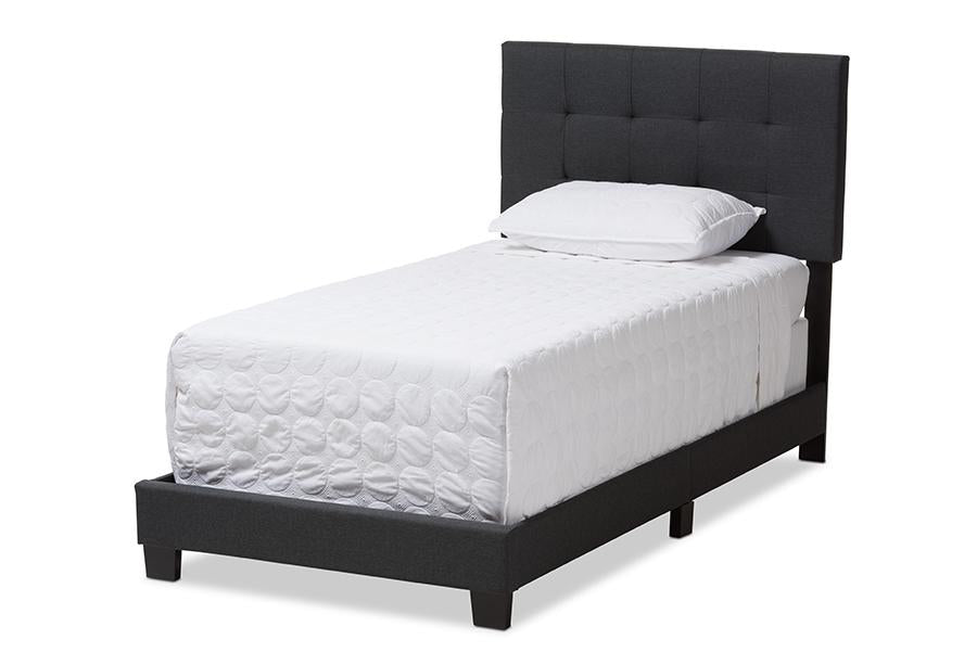 Baxton Studio Brookfield Modern and Contemporary Charcoal Grey Fabric Twin Size Bed