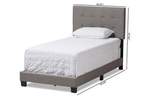 Baxton Studio Brookfield Modern and Contemporary Light Grey Fabric Twin Size Bed