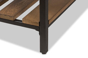 Baxton Studio Newcastle Rustic Industrial Style Oak Brown Finished Wood and Black Finished Metal End Table