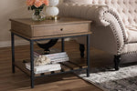 Baxton Studio Newcastle Rustic Industrial Style Oak Brown Finished Wood and Black Finished Metal End Table