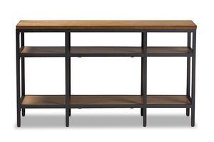 Baxton Studio Caribou Rustic Industrial Style Oak Brown Finished Wood and Black Finished Metal Console Table