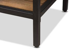 Baxton Studio Caribou Rustic Industrial Style Oak Brown Finished Wood and Black Finished Metal Console Table