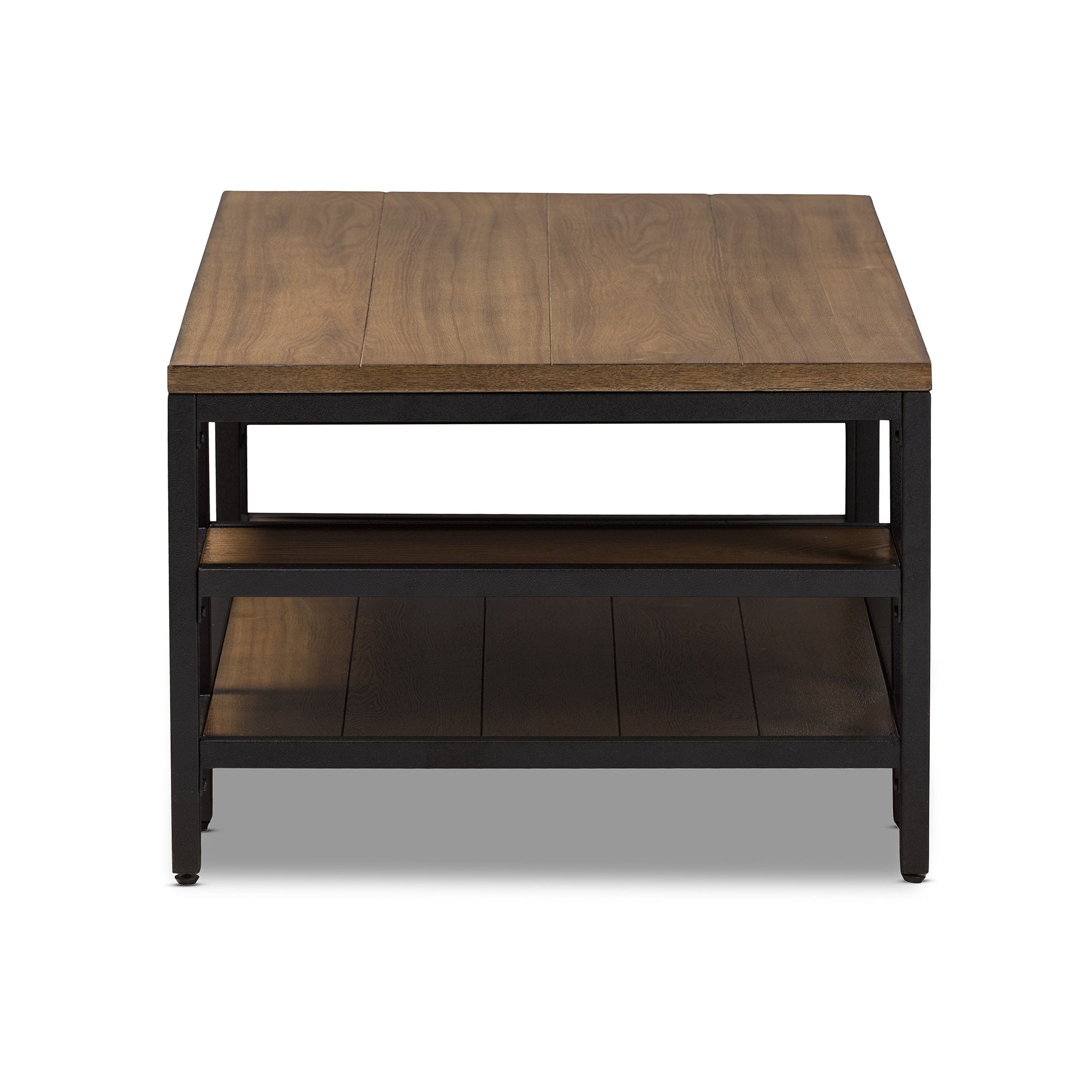 Baxton Studio Caribou Rustic Industrial Style Oak Brown Finished Wood and Black Finished Metal Coffee Table