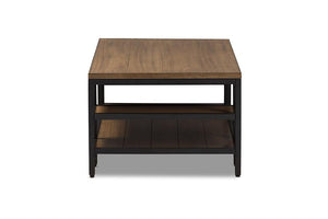 Baxton Studio Caribou Rustic Industrial Style Oak Brown Finished Wood and Black Finished Metal Coffee Table