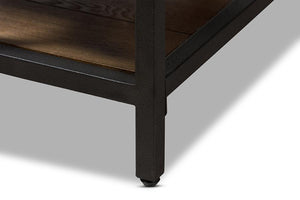 Baxton Studio Caribou Rustic Industrial Style Oak Brown Finished Wood and Black Finished Metal Coffee Table