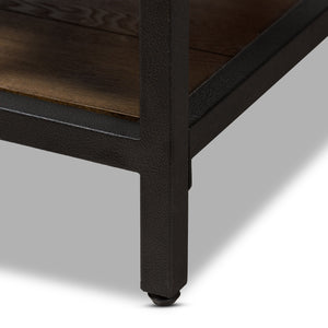 Baxton Studio Caribou Rustic Industrial Style Oak Brown Finished Wood and Black Finished Metal Coffee Table