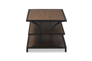 Baxton Studio Lancashire Rustic Industrial Style Oak Brown Finished Wood and Black Finished Metal Coffee Table