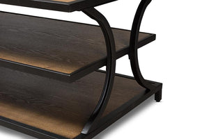 Baxton Studio Lancashire Rustic Industrial Style Oak Brown Finished Wood and Black Finished Metal Coffee Table