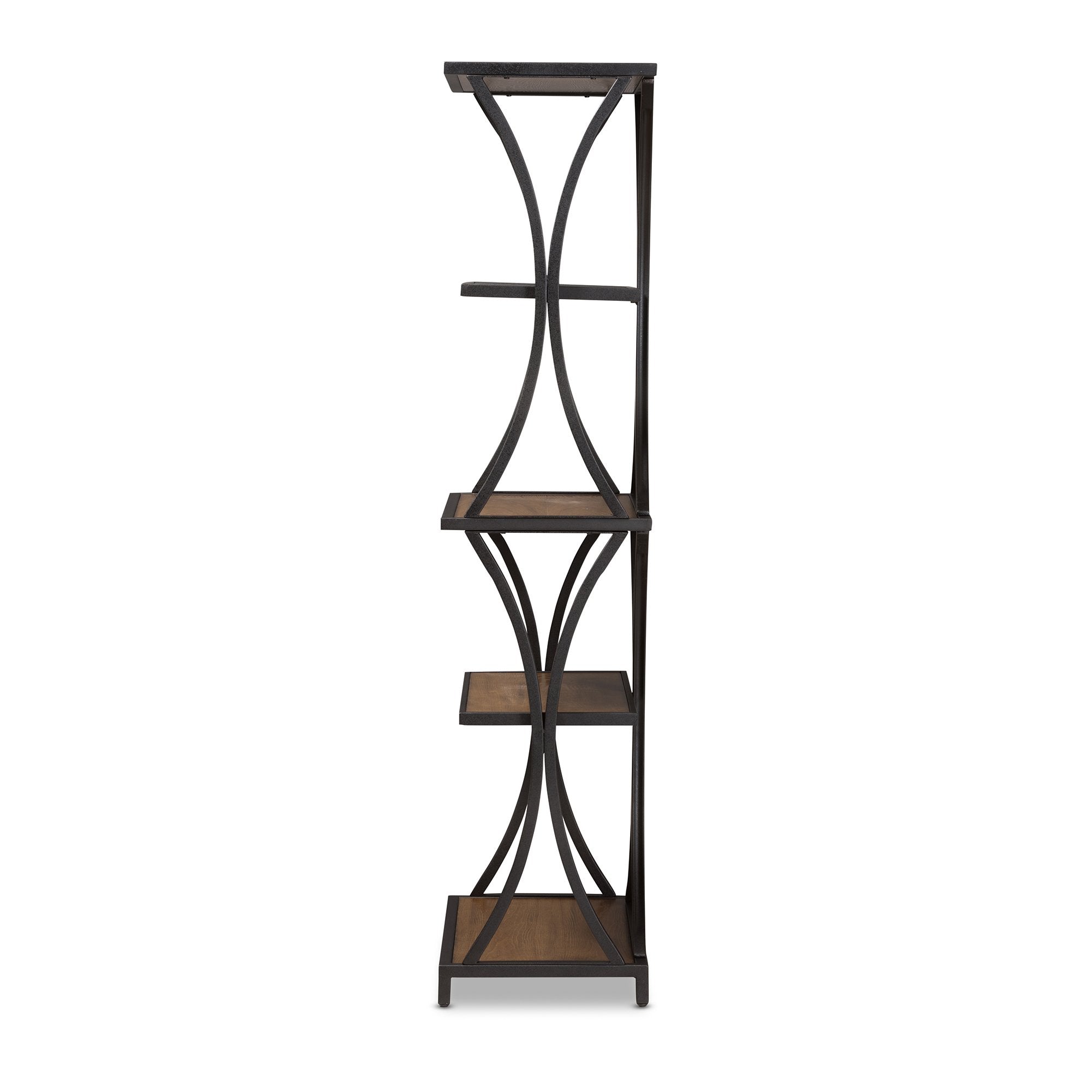 Baxton Studio Lancashire Rustic Industrial Style Oak Brown Finished Wood and Black Finished Metal Bookshelf