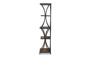 Baxton Studio Lancashire Rustic Industrial Style Oak Brown Finished Wood and Black Finished Metal Bookshelf