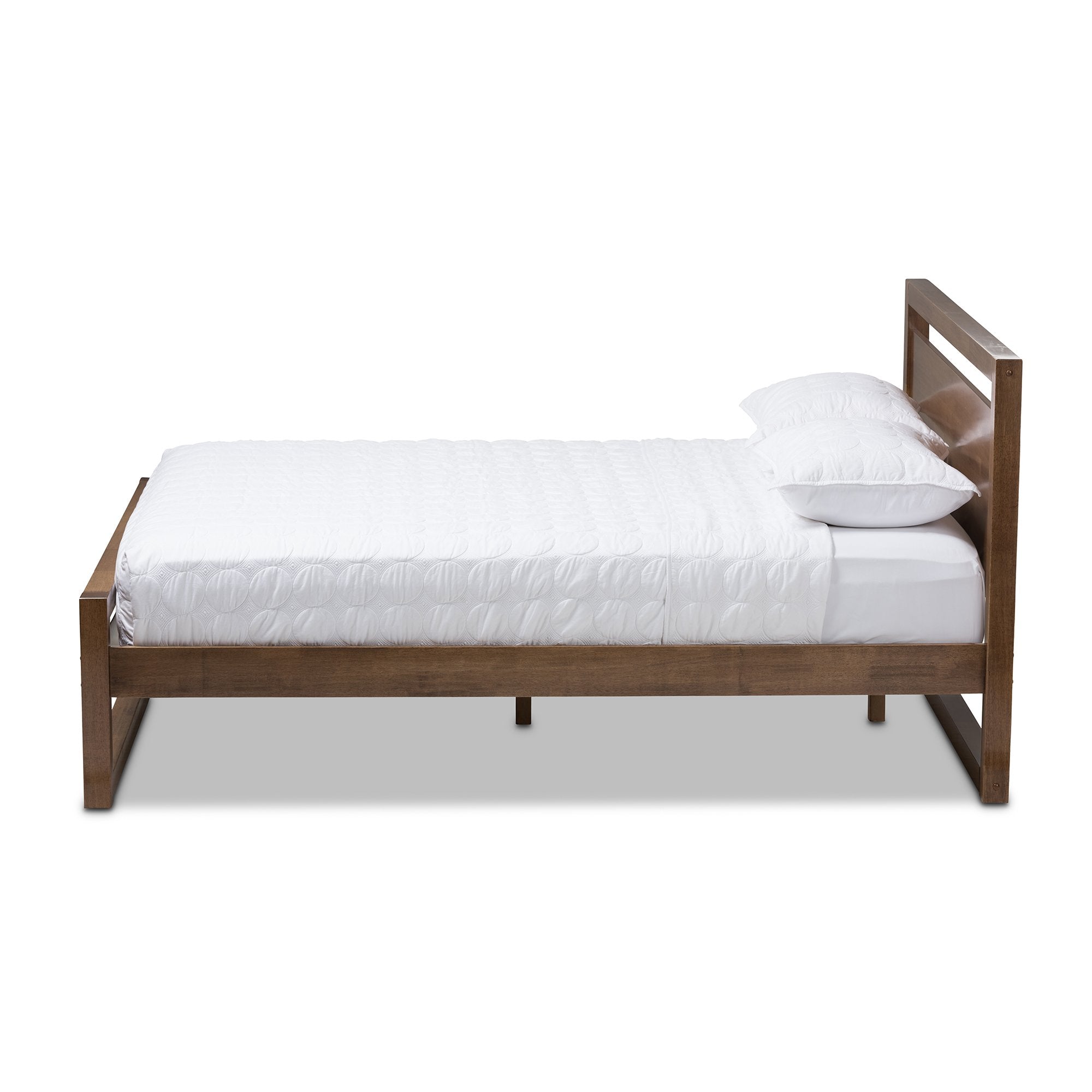 Baxton Studio Torino Mid-Century Modern Solid Walnut Wood Open Frame Style King Size Platform Bed