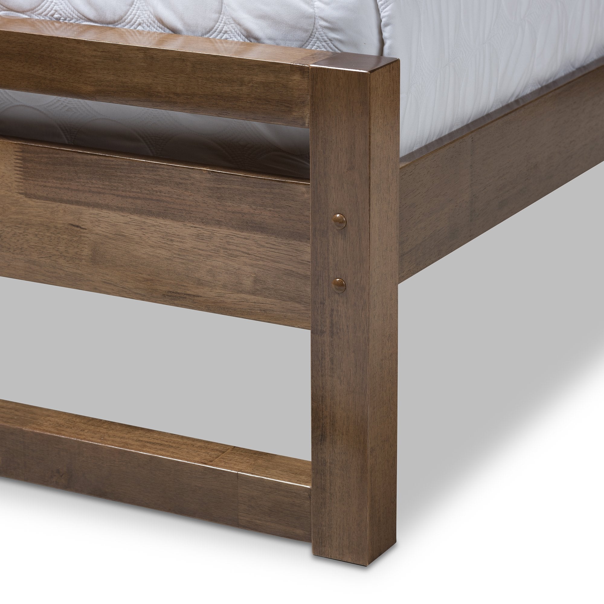 Baxton Studio Torino Mid-Century Modern Solid Walnut Wood Open Frame Style King Size Platform Bed