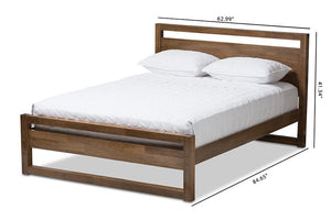 Baxton Studio Torino Mid-Century Modern Solid Walnut Wood Open Frame Style King Size Platform Bed