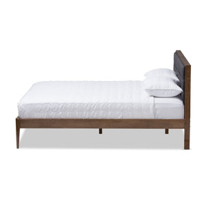 Baxton Studio Jupiter Mid-Century Modern Grey Fabric Upholstered Button-Tufted Full Size Platform Bed