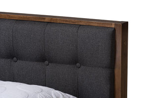 Baxton Studio Jupiter Mid-Century Modern Grey Fabric Upholstered Button-Tufted Full Size Platform Bed