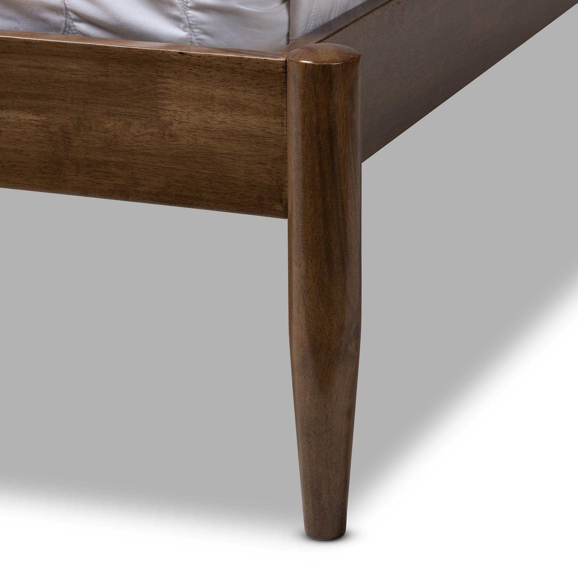 Baxton Studio Opal Mid-Century Modern Solid Walnut Wood Slatted Headboard Queen Size Platform Bed