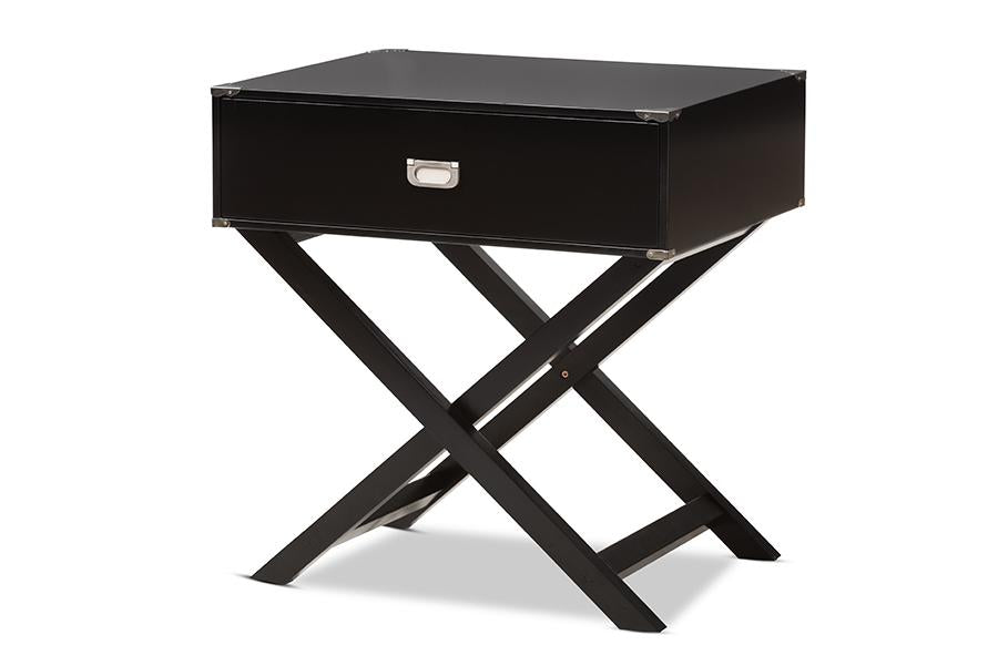 Baxton Studio Curtice Modern And Contemporary Black 1-Drawer Wooden Bedside Table