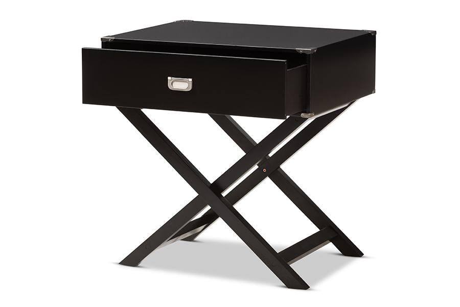 Baxton Studio Curtice Modern And Contemporary Black 1-Drawer Wooden Bedside Table