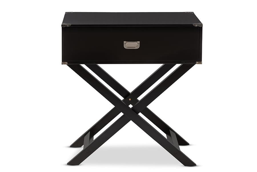 Baxton Studio Curtice Modern And Contemporary Black 1-Drawer Wooden Bedside Table