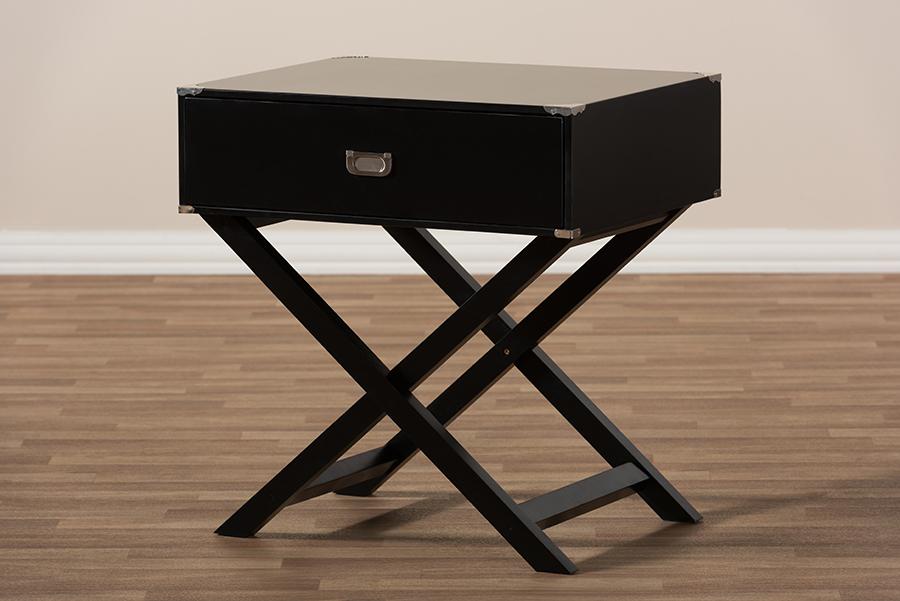 Baxton Studio Curtice Modern And Contemporary Black 1-Drawer Wooden Bedside Table