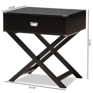 Baxton Studio Curtice Modern And Contemporary Black 1-Drawer Wooden Bedside Table