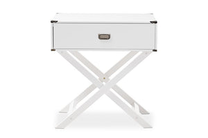 Baxton Studio Curtice Modern And Contemporary White 1-Drawer Wooden Bedside Table