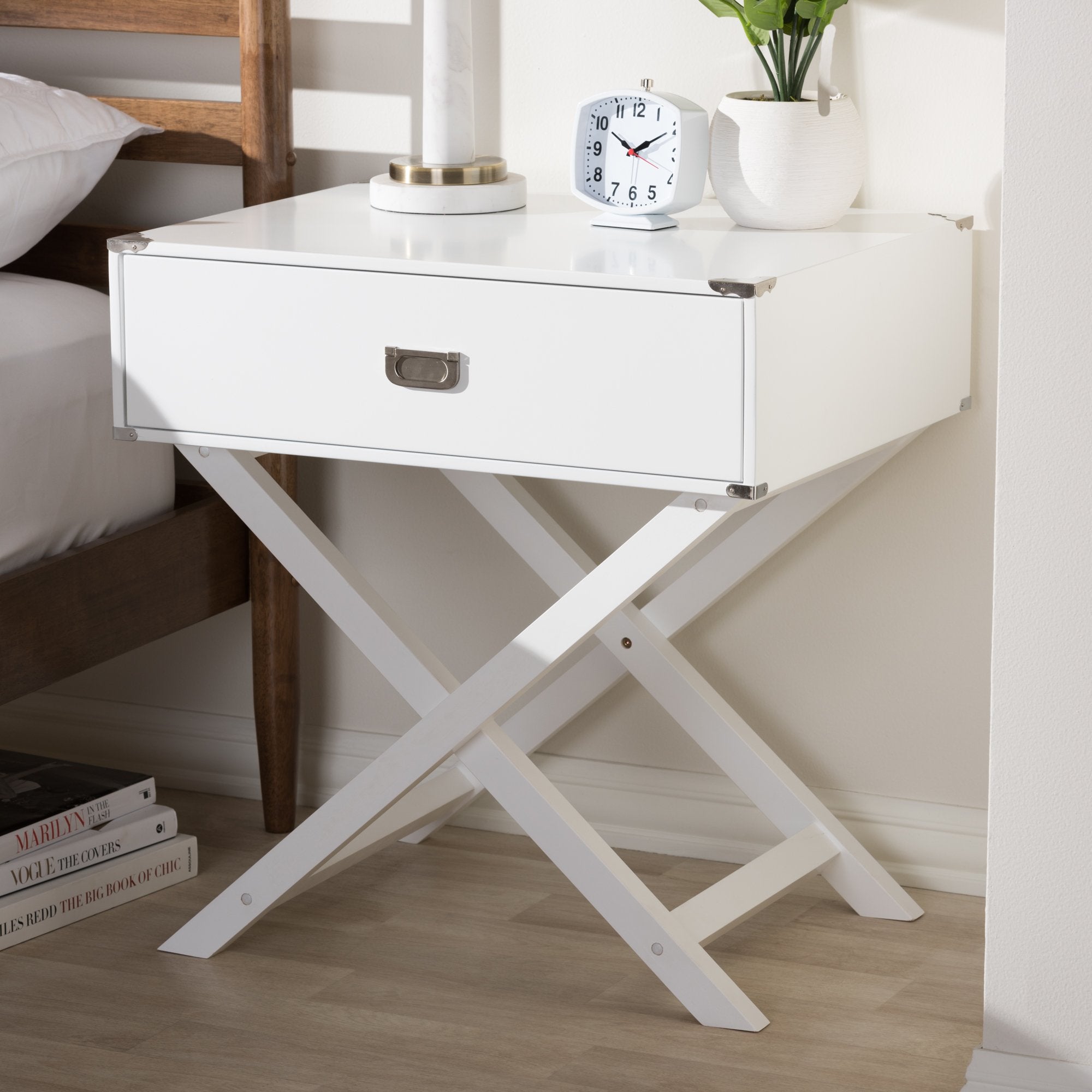 Baxton Studio Curtice Modern And Contemporary White 1-Drawer Wooden Bedside Table